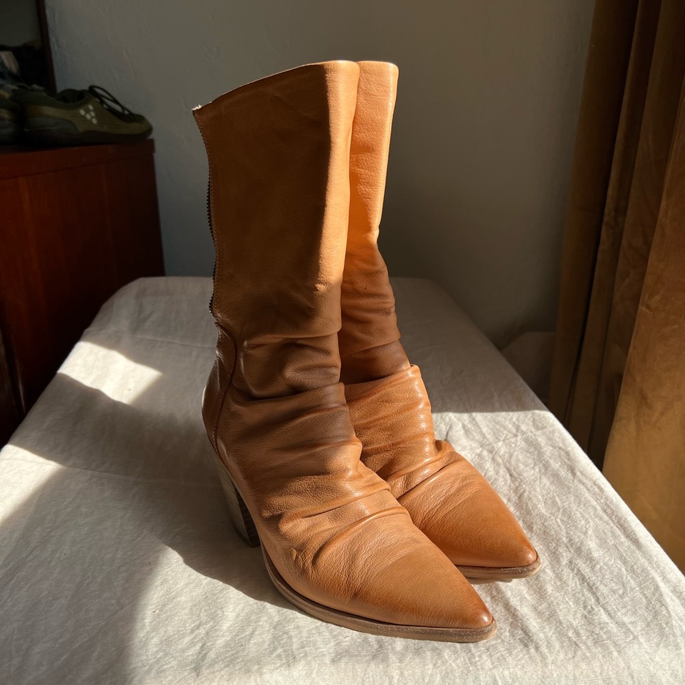 ANTHROPOLOGIE SILENT D Mikette Slouchy Calf Leather Boots 40